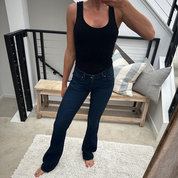 PAIGE Denim - Paige jeans dark blue denim Manhattan boot flare fall business casual chic 27